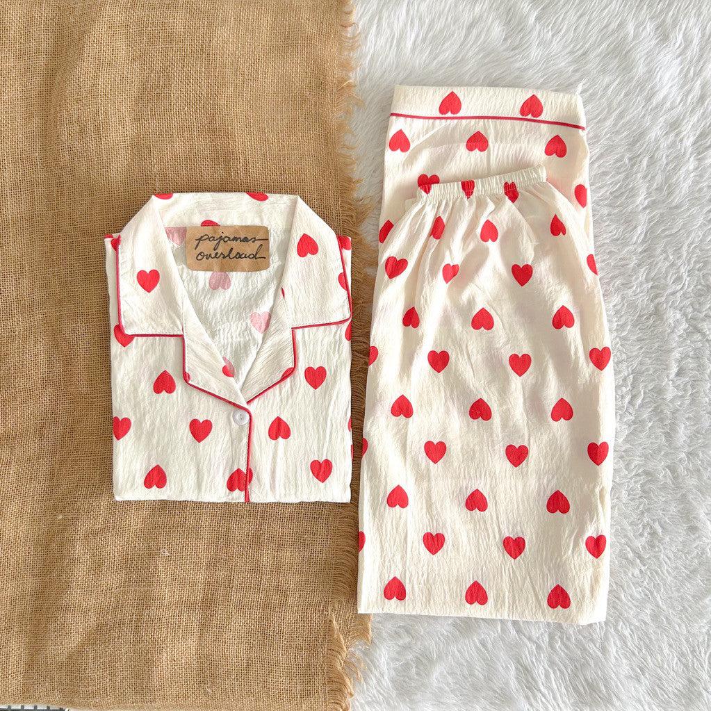 TINA PLUS | crumpled shortsleeves top + pants sleepwear pajama set | PajamasOverload