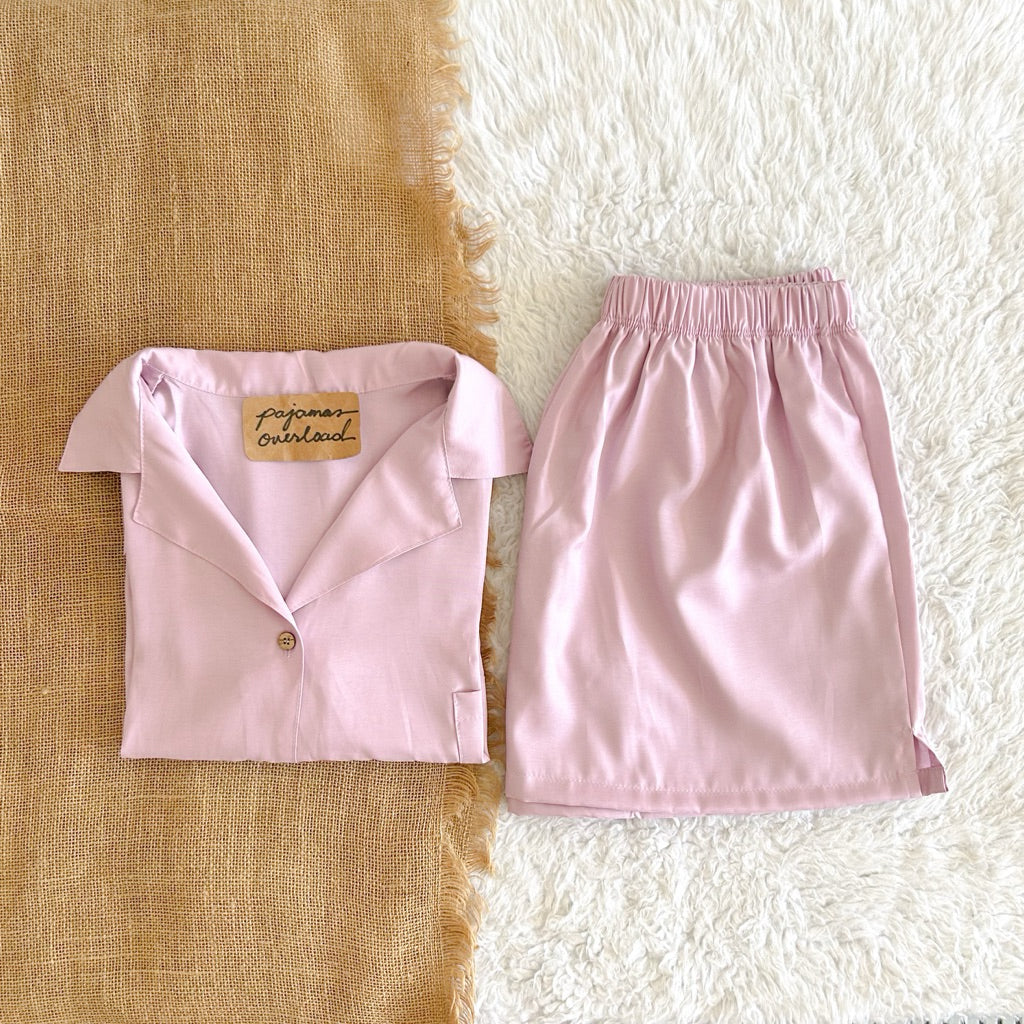 BRIA | cotton silk shortsleeves top + shorts sleepwear set | PajamasOverload