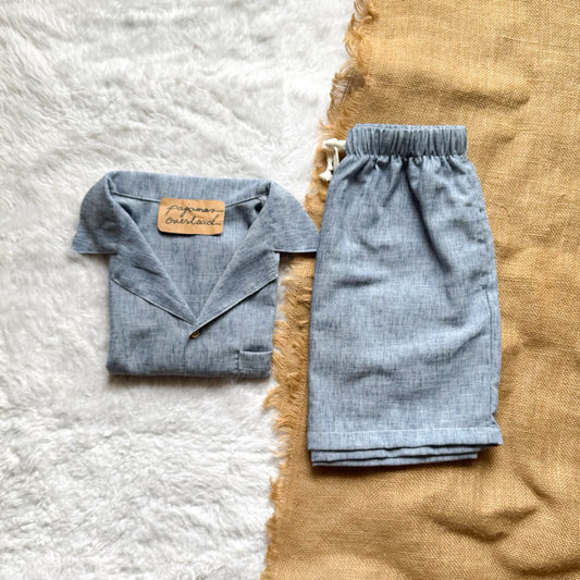 BRYAN MEN | viscose linen shortsleeves + shorts sleepwear lounge set | PajamasOverload
