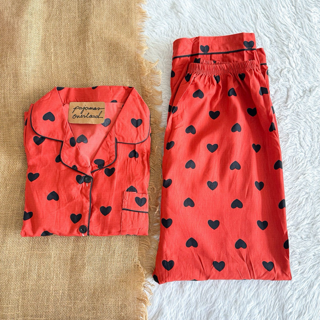TINA | crumpled shortsleeves top + pants sleepwear pajama set | PajamasOverload