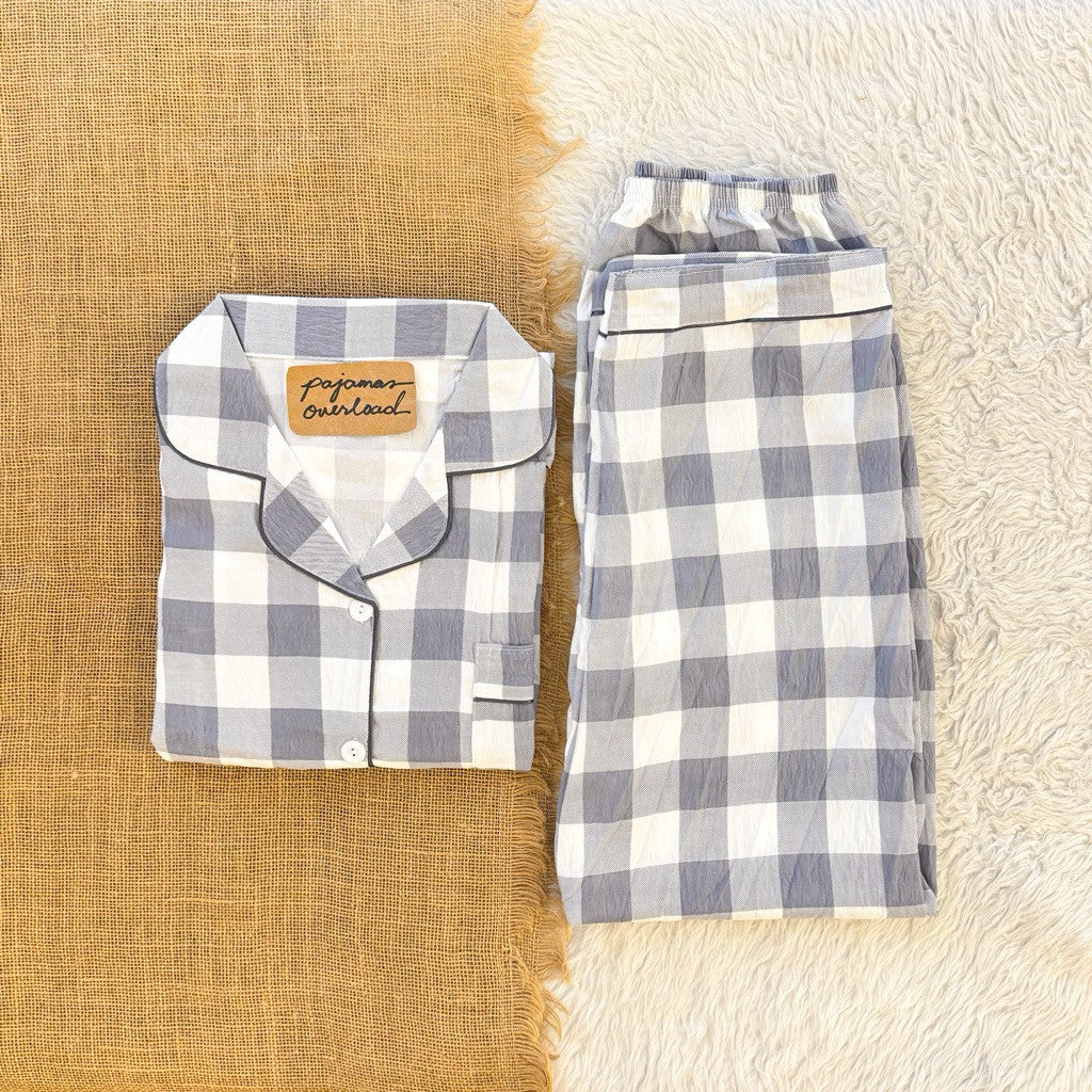 TINA | crumpled shortsleeves top + pants sleepwear pajama set | PajamasOverload