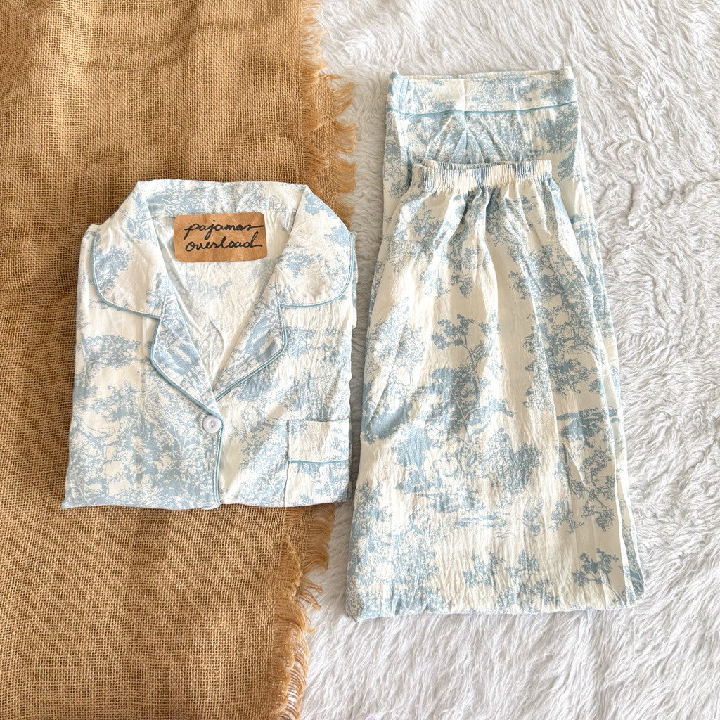 TINA | crumpled shortsleeves top + pants sleepwear pajama set | PajamasOverload