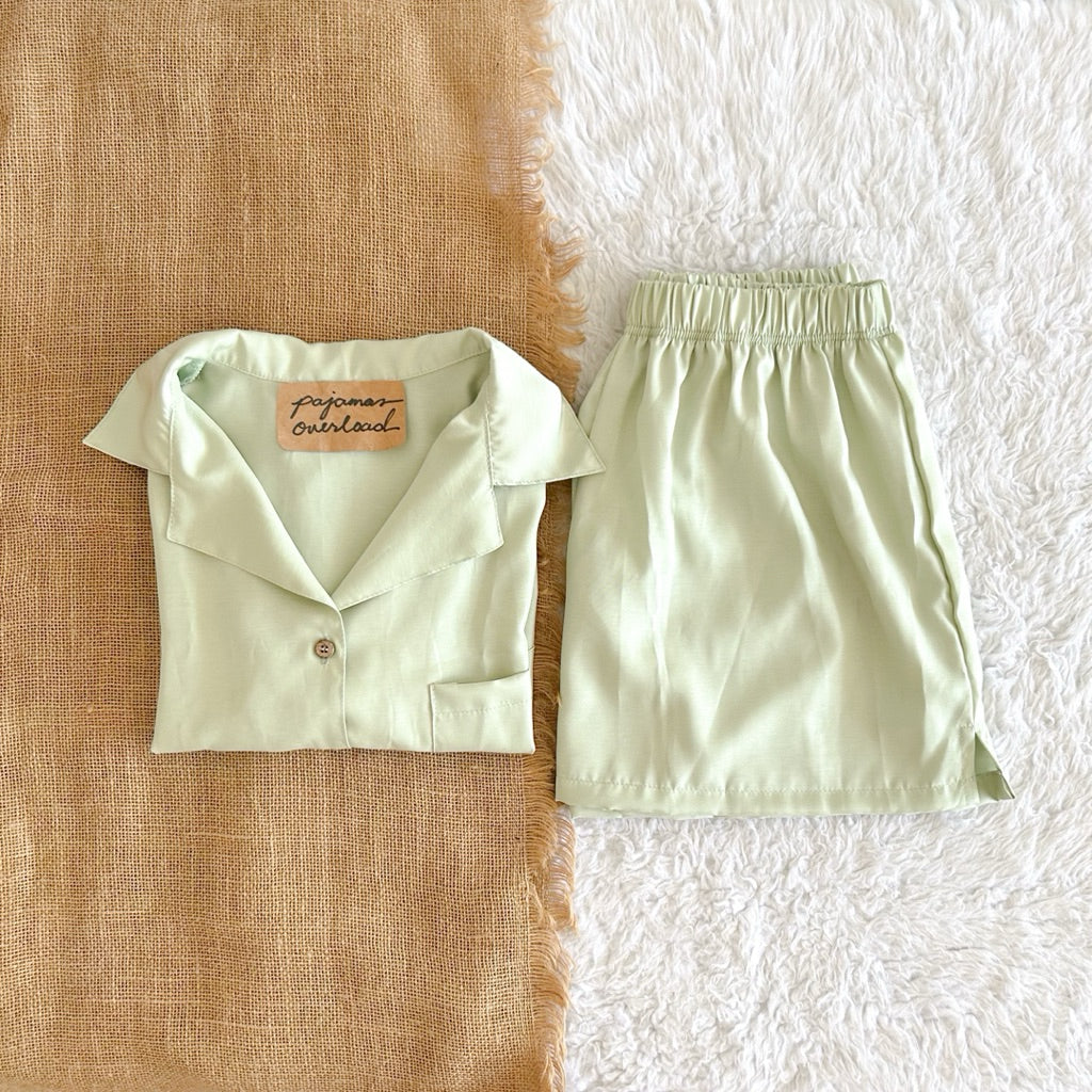 BRIA | cotton silk shortsleeves top + shorts sleepwear set | PajamasOverload