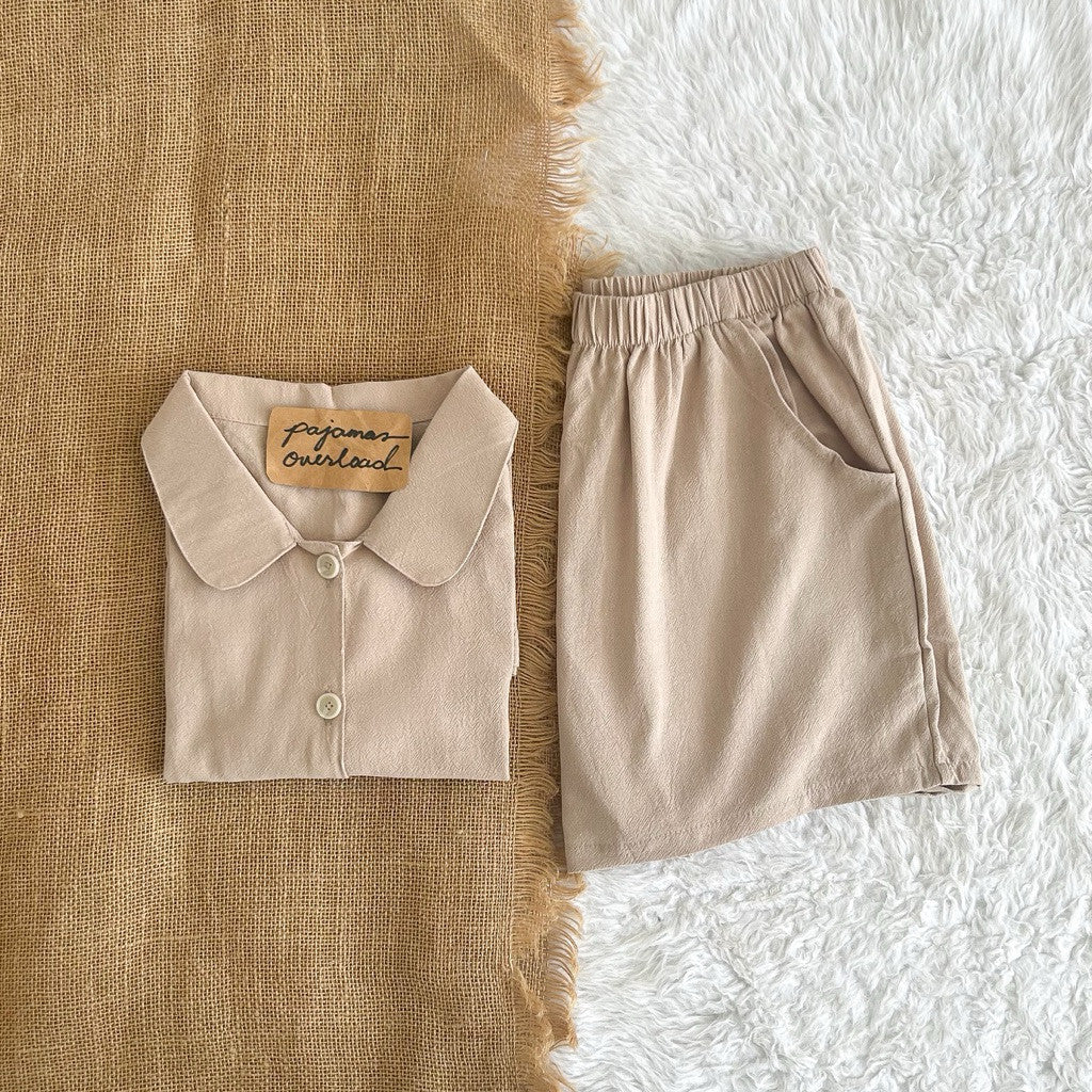 JULIANA | soft linen shortsleeves + shorts buttondown set | PajamasOverload