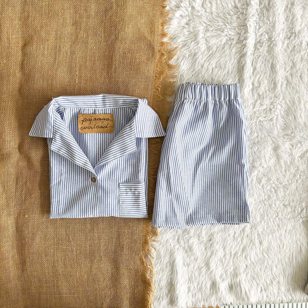 BRIA | chambray shortsleeves top + shorts sleepwear set | PajamasOverload