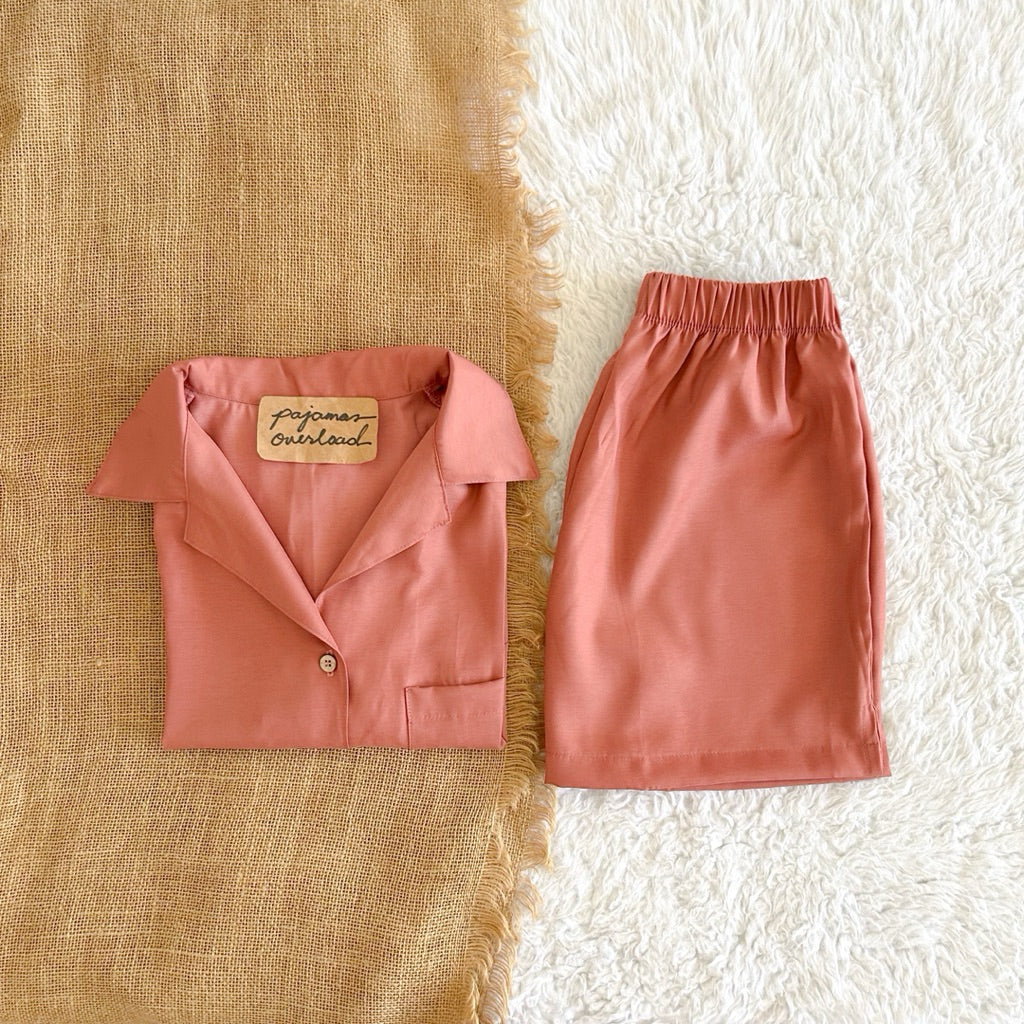 BRIA | cotton silk shortsleeves top + shorts sleepwear set | PajamasOverload