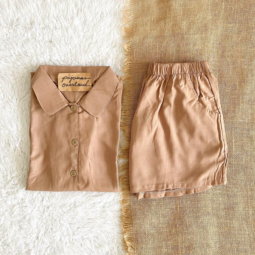 JULIANA | soft linen shortsleeves + shorts buttondown set | PajamasOverload