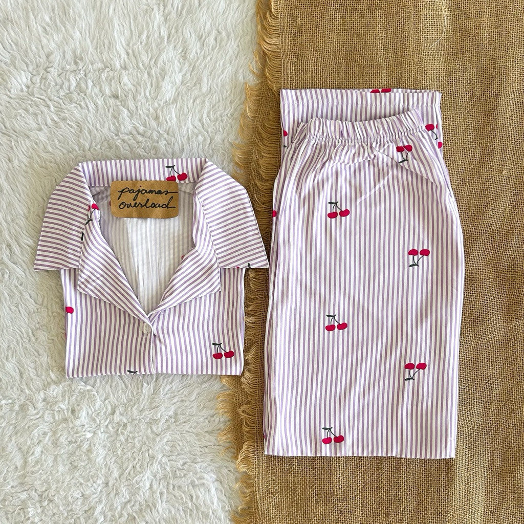 MERLIN | soft linen/Challis shortsleeves + pants sleepwear pajama set | PajamasOverload