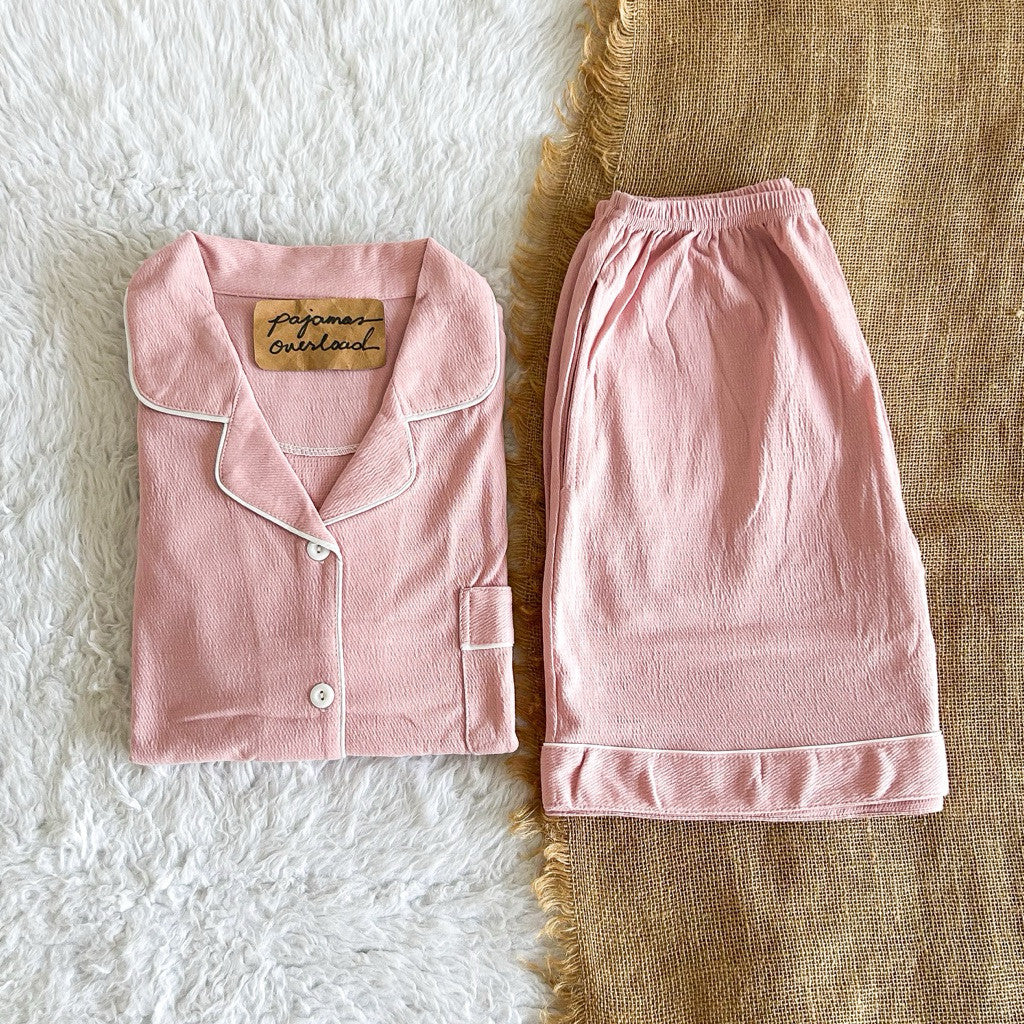 KITTY | bubble/crumpled shortsleeves + shorts sleepwear pajama set | PajamasOverload