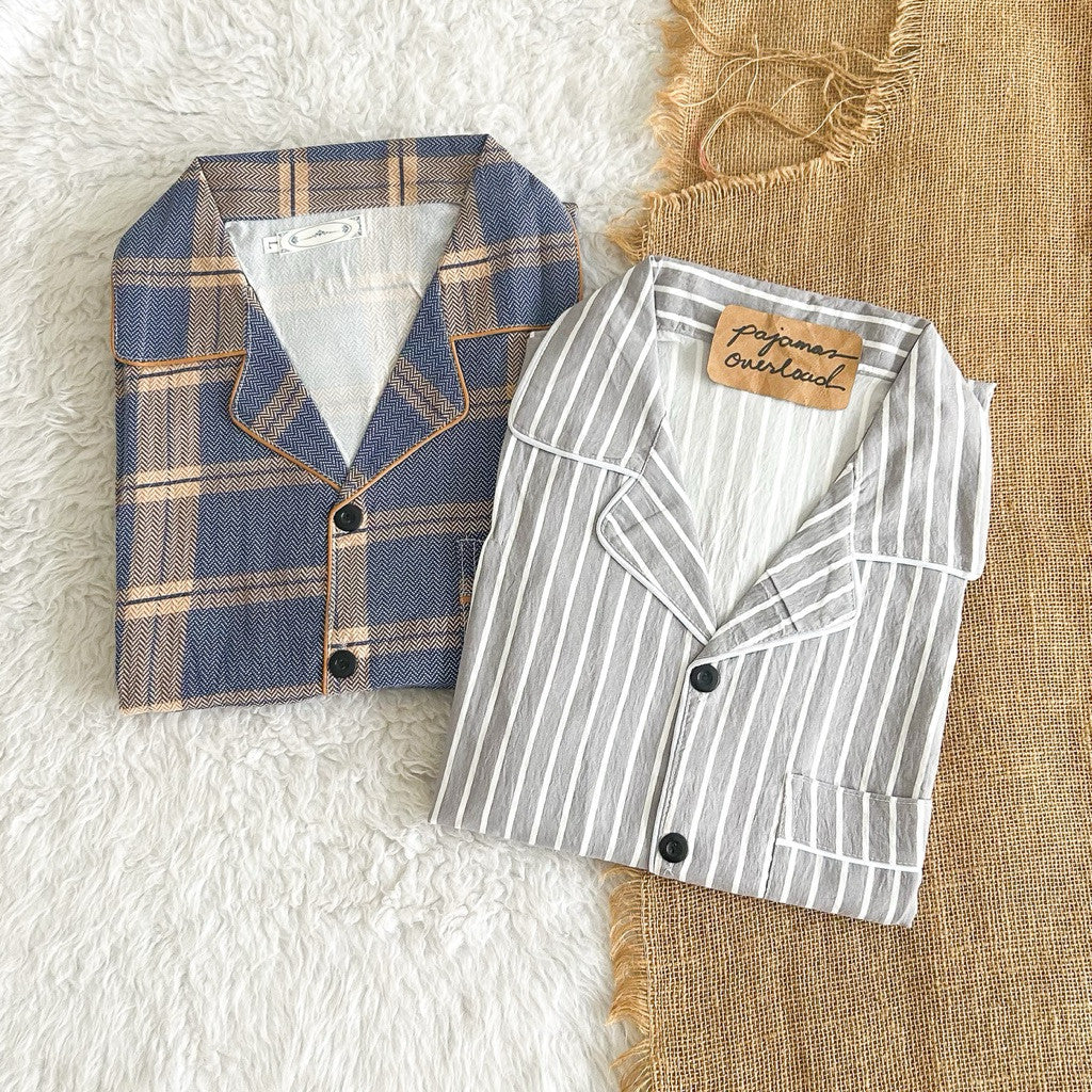 MIKE CRUMPLED | crumpled shortsleeves + pants sleepwear pajama set for MEN | PajamasOverload