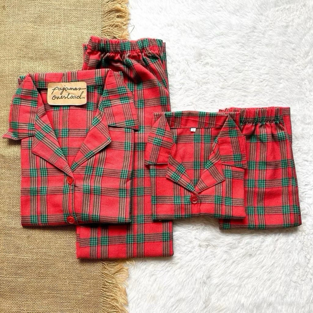 MERLIN FAMILY | korean woven shortsleeves + pants sleepwear set adult and kids set | PajamasOverload