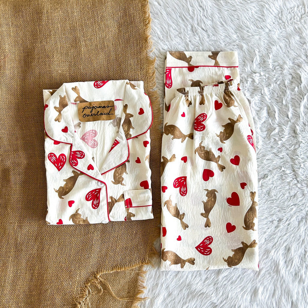 TINA | crumpled shortsleeves top + pants  pajama set | PajamasOverload