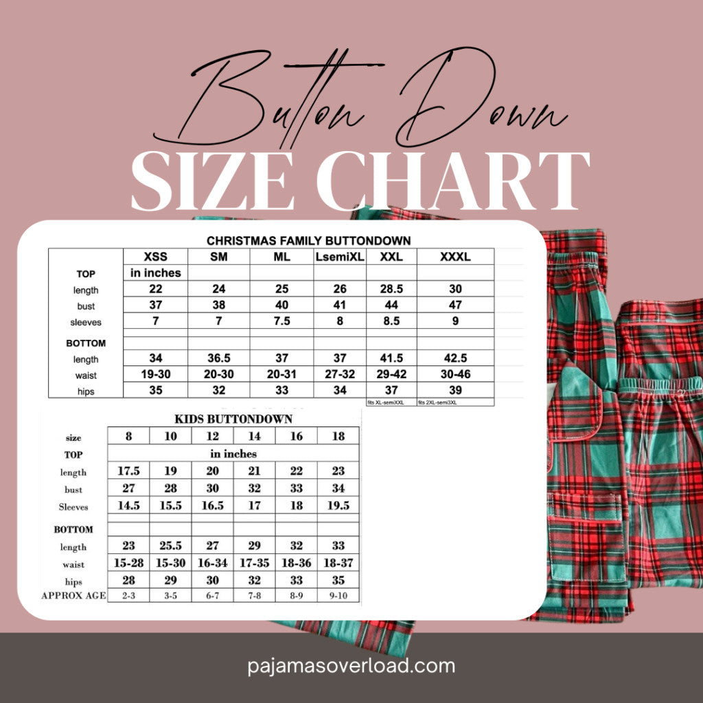 CHRISTMAS BUTTONDOWN FAMILY | polycotton shortsleeves top + pants sleepwear set | PajamasOverload