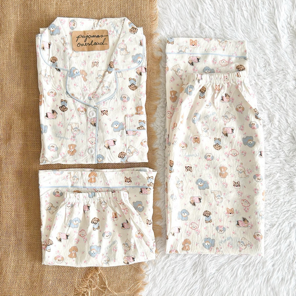 MARTINA 2 | crumpled 3in1 shortsleeves top + pants + shorts sleepwear pajama set | PjOverload
