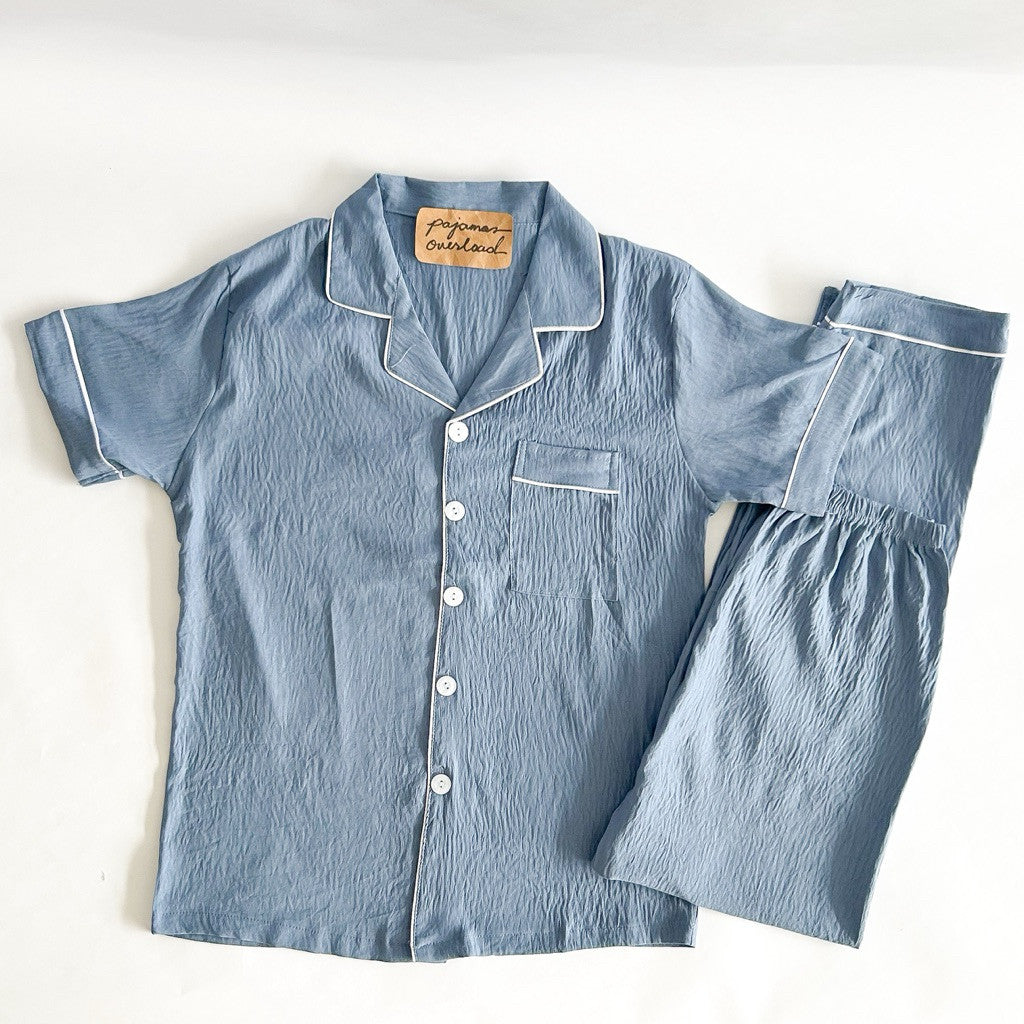 MIKE PLAIN | crumpled shortsleeves + pants sleepwear pajama set for MEN | PajamasOverload