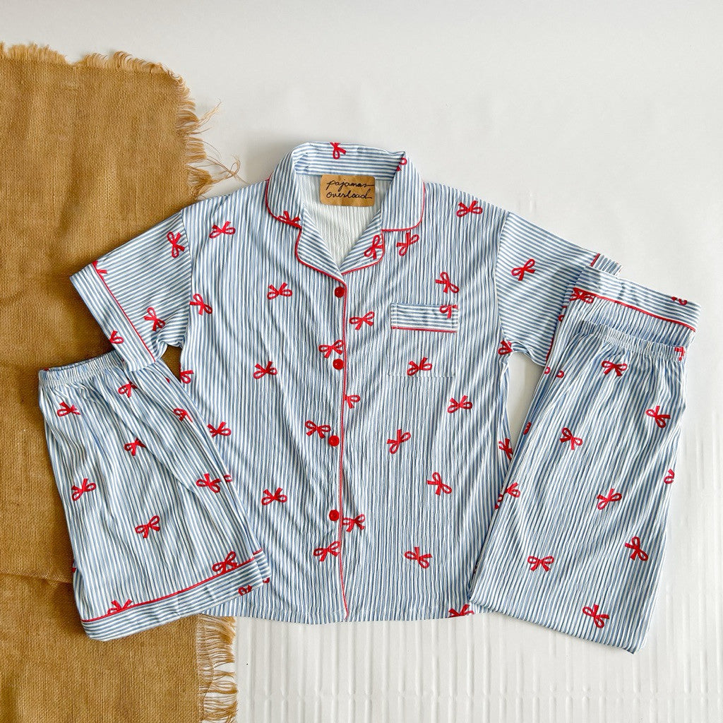 MARTINA 2 | crumpled 3in1 shortsleeves top + pants + shorts sleepwear pajama set | PjOverload