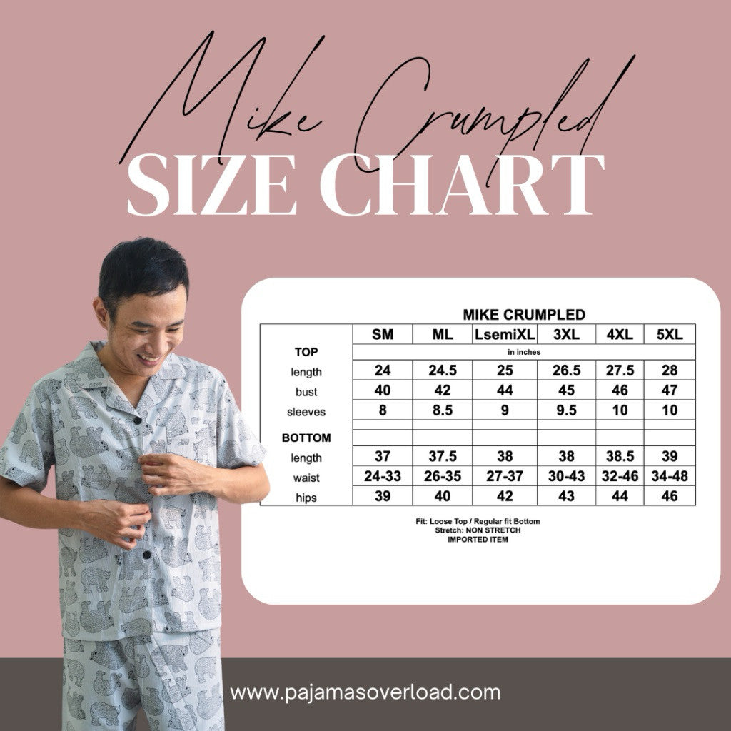 MIKE PLAIN | crumpled shortsleeves + pants sleepwear pajama set for MEN | PajamasOverload