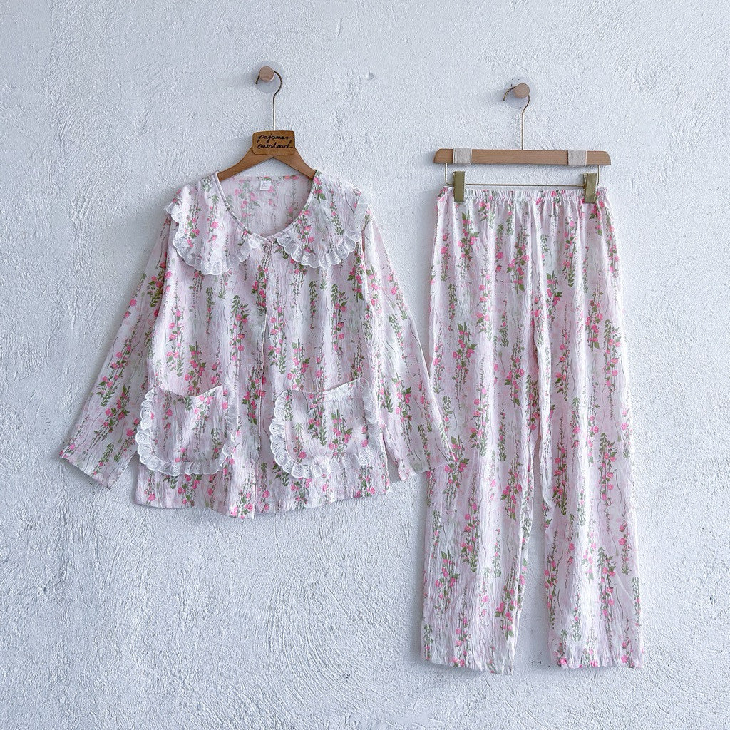HOPE | crumpled long sleeves top + pants sleepwear pajama set | PajamasOverload