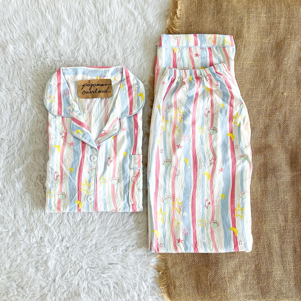 TINA | crumpled shortsleeves top + pants  pajama set | PajamasOverload
