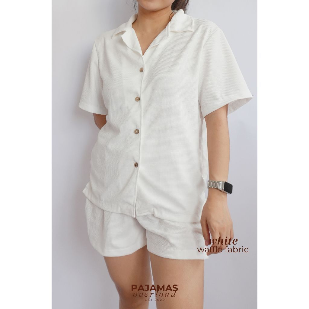 BRIA WAFFLE | waffle knit shortsleeves top + shorts loungewear set | PajamasOverload