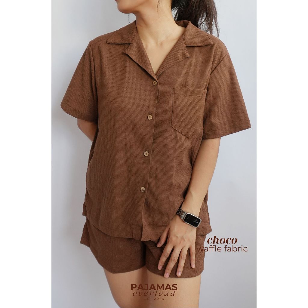 BRIA WAFFLE | waffle knit shortsleeves top + shorts loungewear set | PajamasOverload