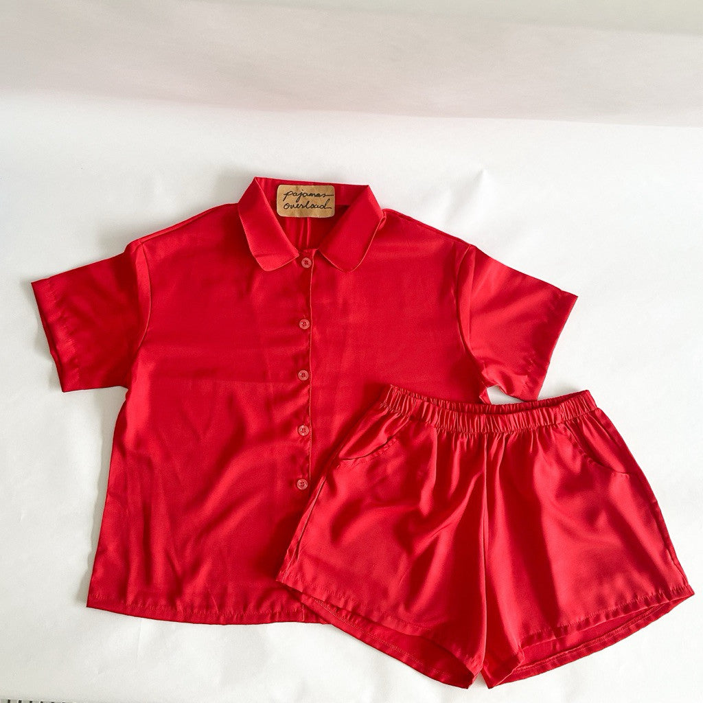 JULIANA | cotton silk shorts sleeves + shorts button down set | PajamasOverload