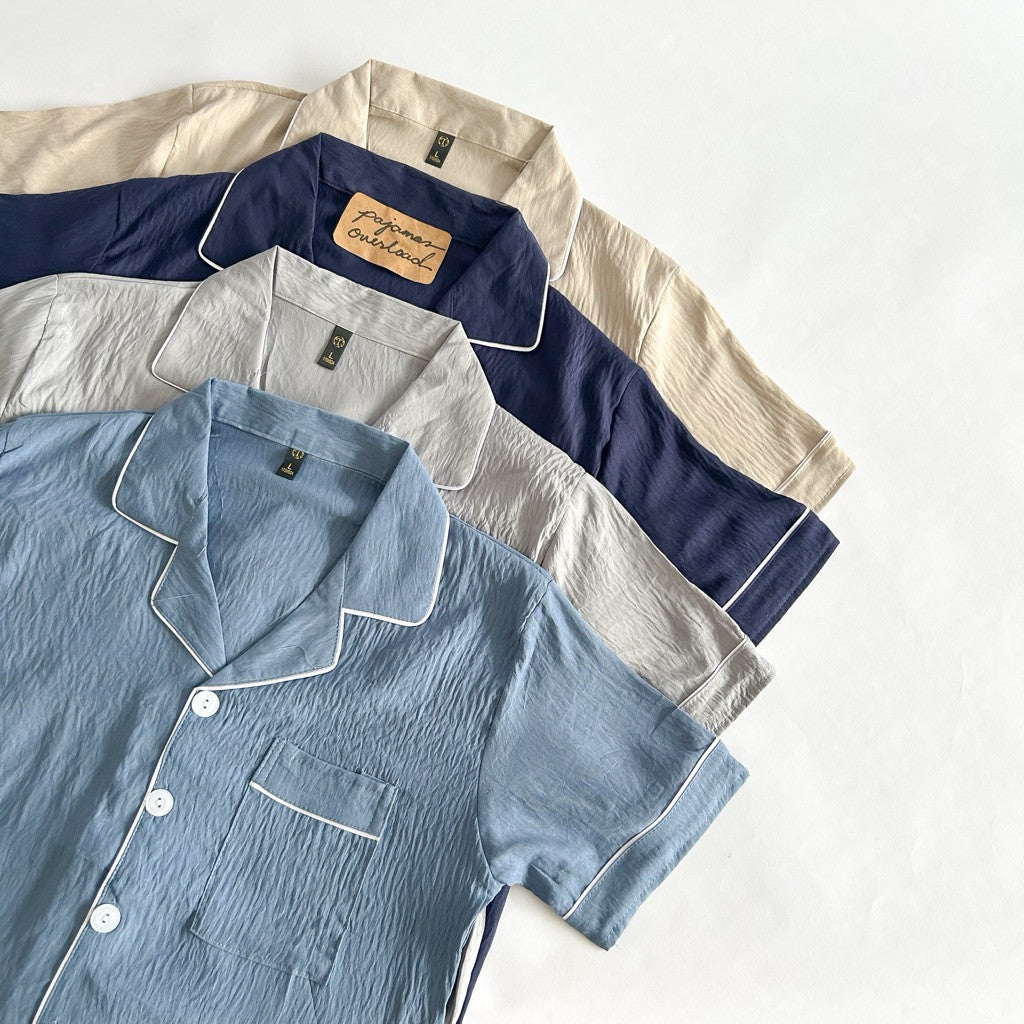 MIKE PLAIN | crumpled shortsleeves + pants sleepwear pajama set for MEN | PajamasOverload