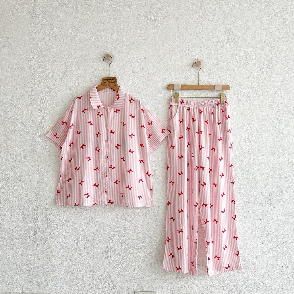 JULIANA PANTS | soft linen / cotton shortsleeves + pants buttondown set | PajamasOverload