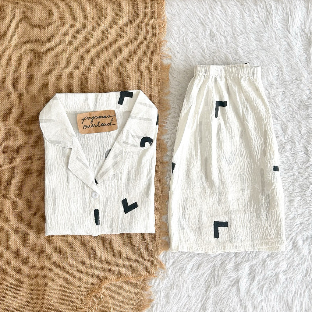 ANGELICA | crumpled extreme oversize top + shorts sleepwear set | PajamasOverload