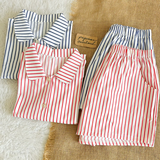 JULIANA | koreanwoven/twill shortsleeves + shorts buttondown set | PajamasOverload