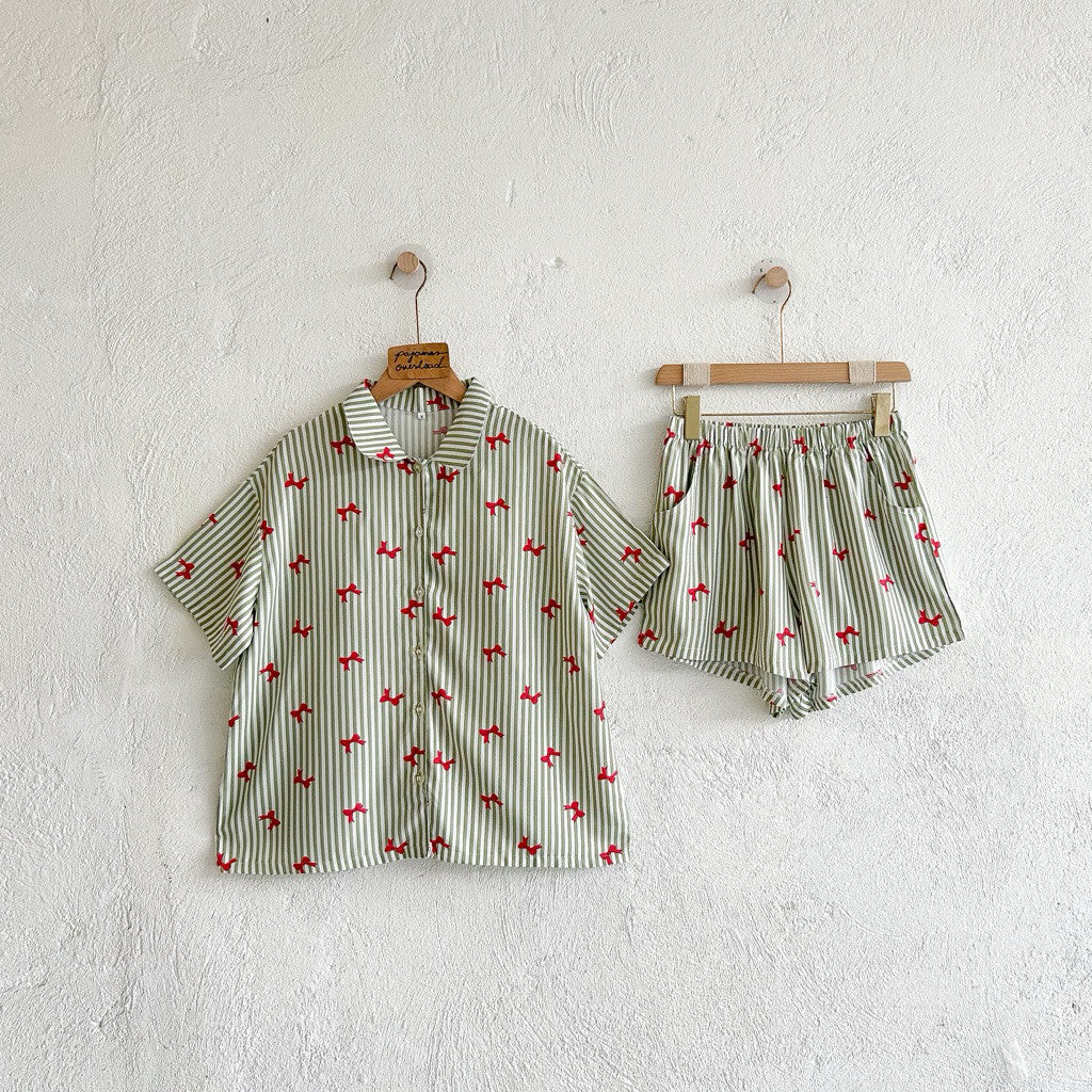 JULIANA | soft linen shortsleeves + shorts buttondown set | PajamasOverload