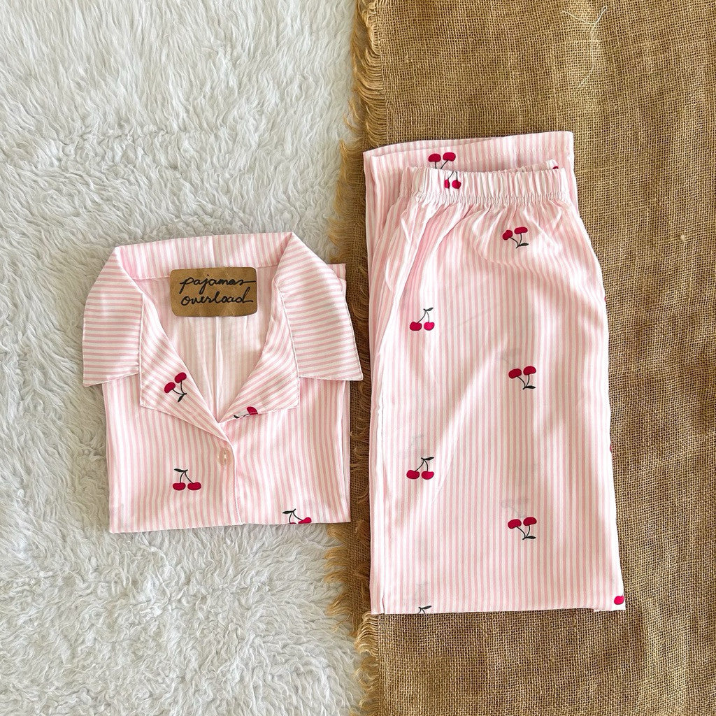 MERLIN | soft linen/Challis shortsleeves + pants sleepwear pajama set | PajamasOverload