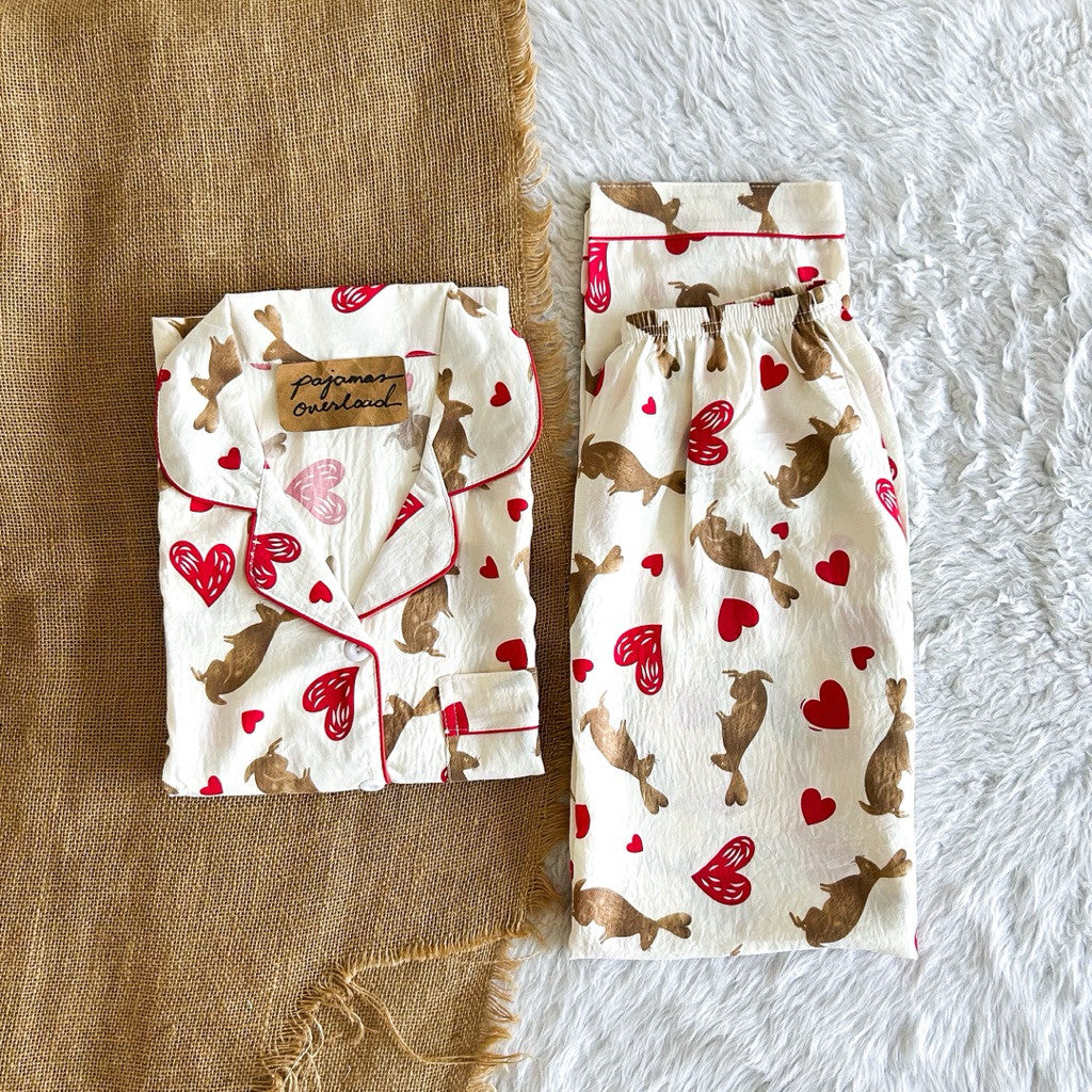 TINA | crumpled shortsleeves top + pants  pajama set | PajamasOverload