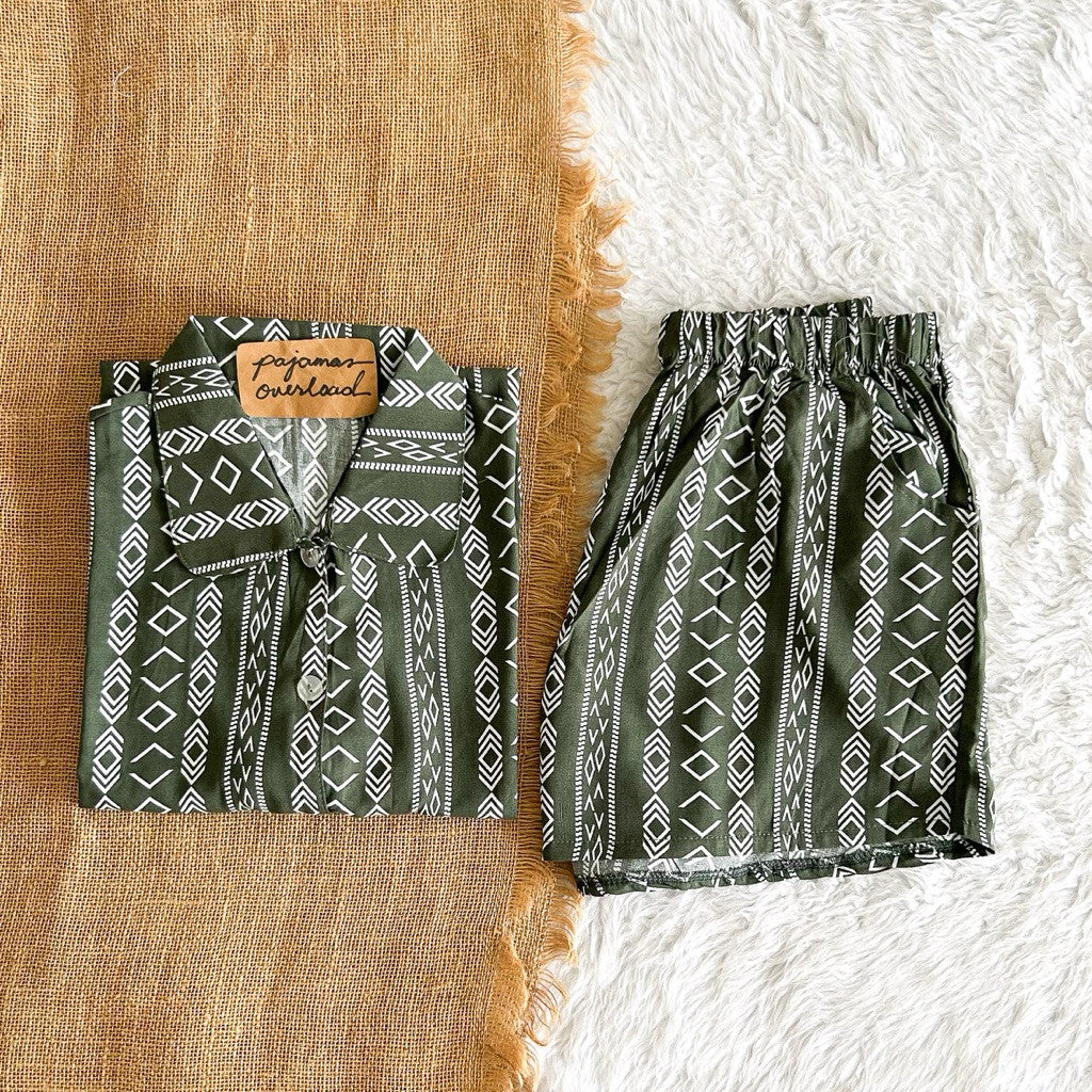 JULIANA | soft linen shortsleeves + shorts buttondown set | PajamasOverload