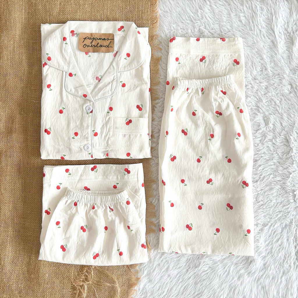 MARTINA 2 | crumpled 3in1 shortsleeves top + pants + shorts sleepwear pajama set | PjOverload
