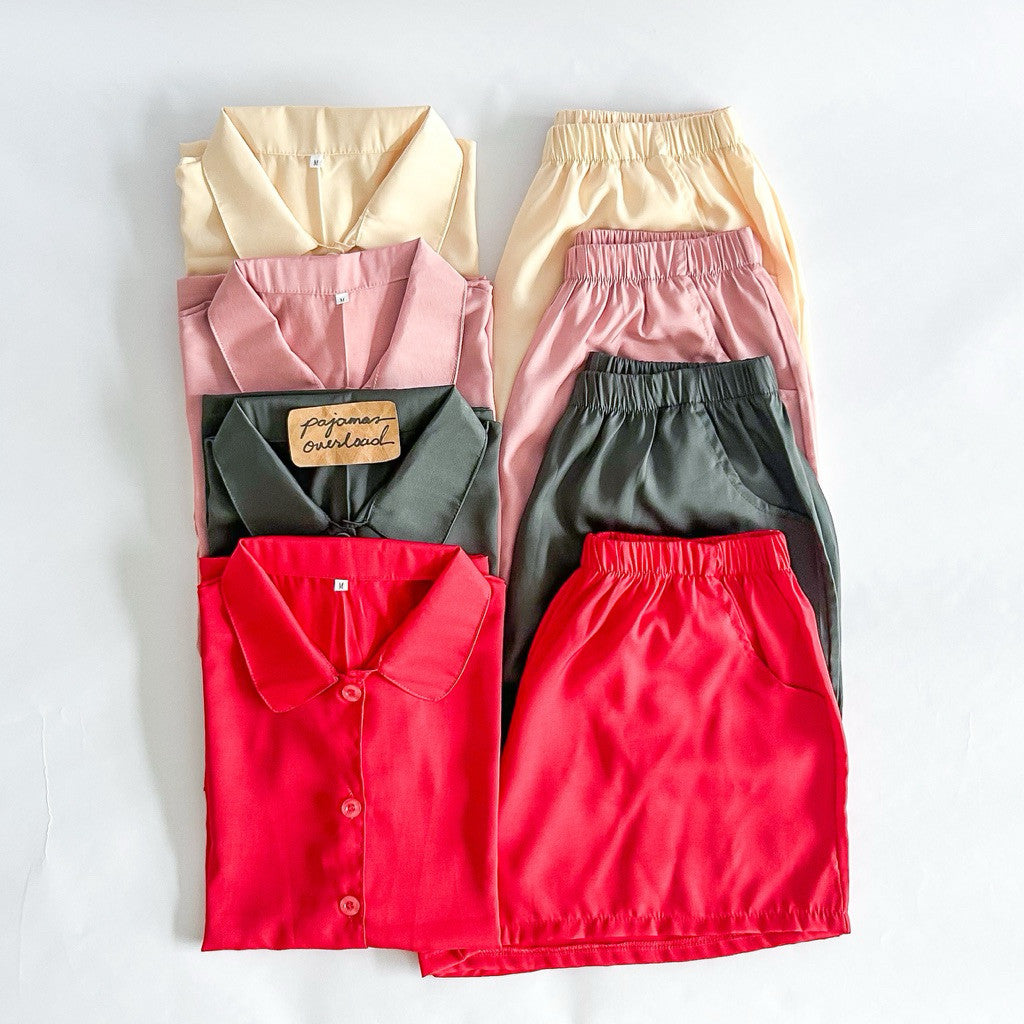 JULIANA | cotton silk shorts sleeves + shorts button down set | PajamasOverload