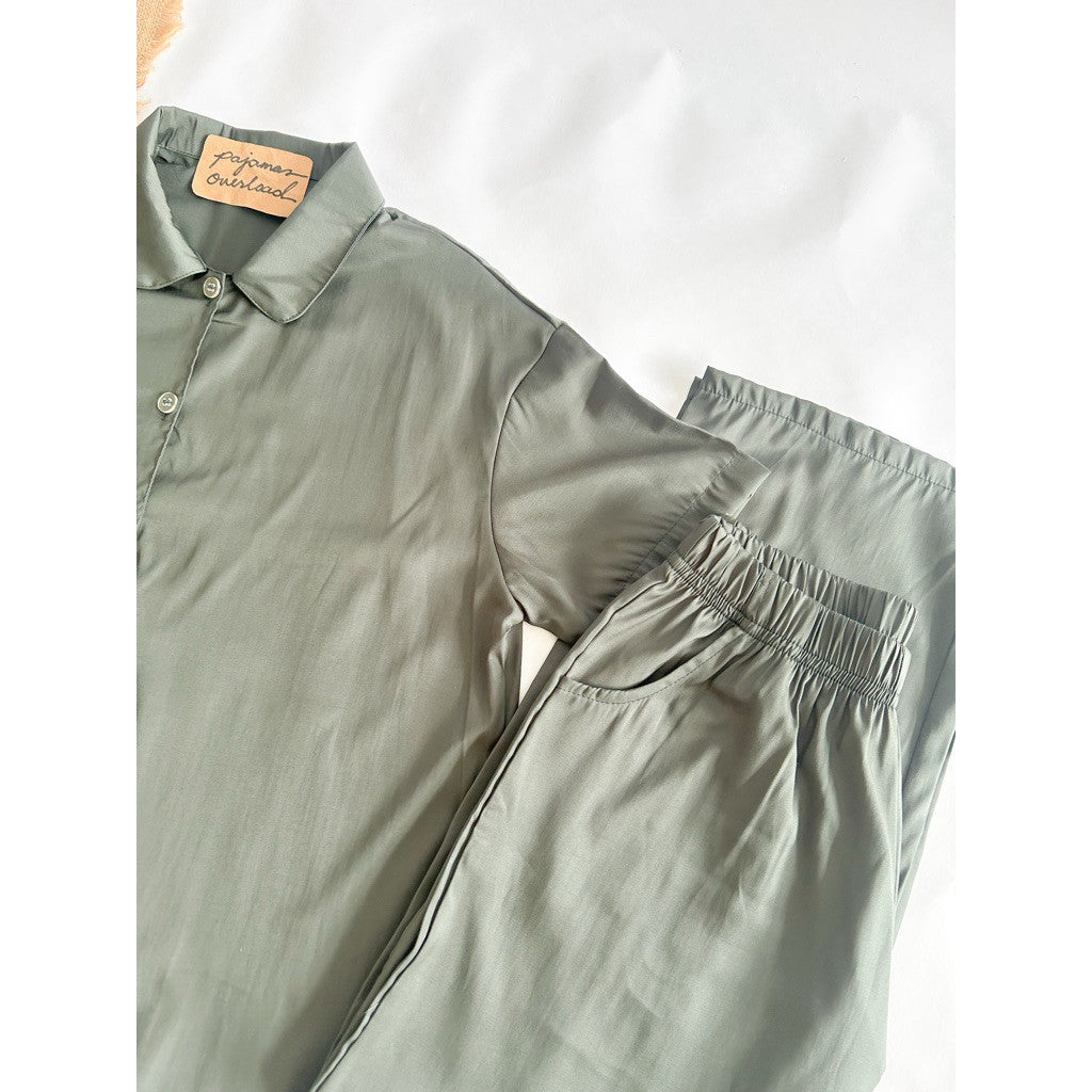 JULIANA PANTS | cotton silk shortsleeves + pants button down set | PajamasOverload