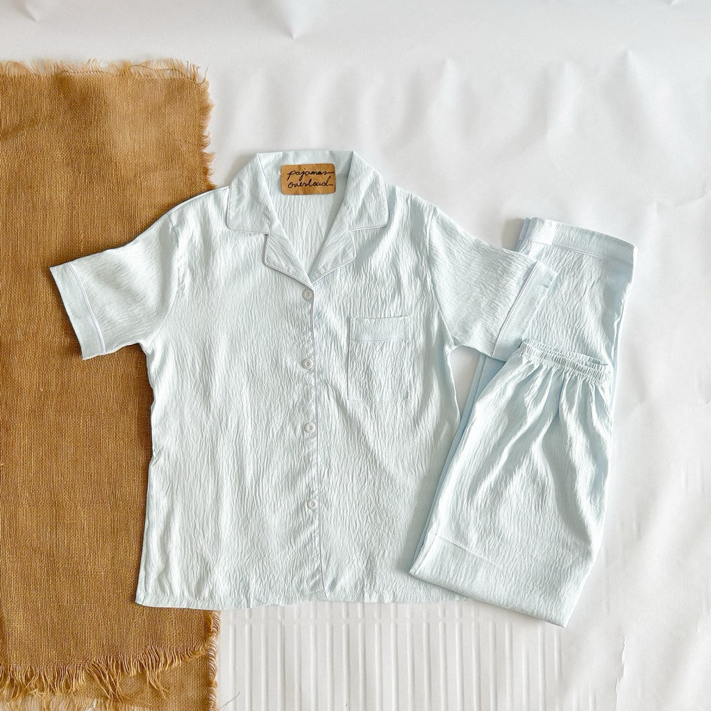 TINA PLAIN | crumpled shortsleeves + pants sleepwear pajama set | PajamasOverload
