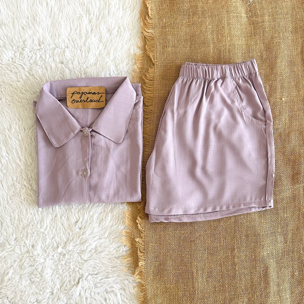 JULIANA | soft linen shortsleeves + shorts buttondown set | PajamasOverload