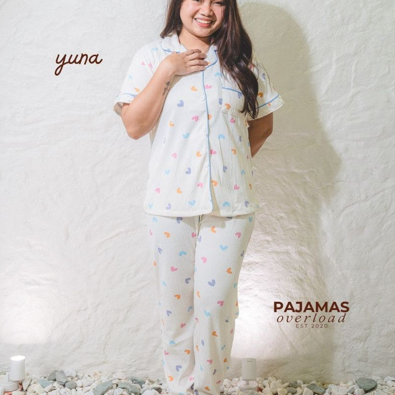 YUNA | premium cotton crepe shortsleeves top + pants sleepwear pajama set | PajamasOverload