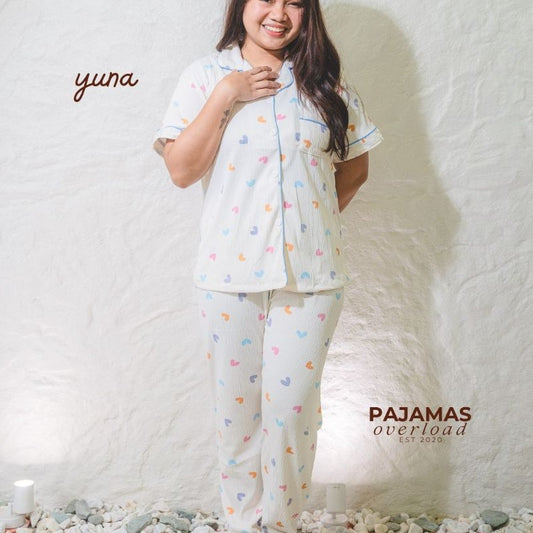 YUNA | premium cotton crepe shortsleeves top + pants sleepwear pajama set | PajamasOverload
