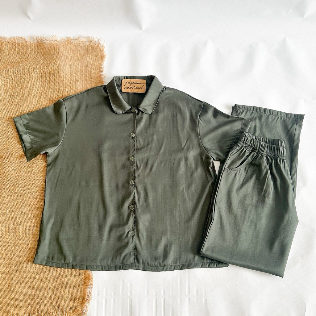 JULIANA PANTS | cotton silk shortsleeves + pants button down set | PajamasOverload