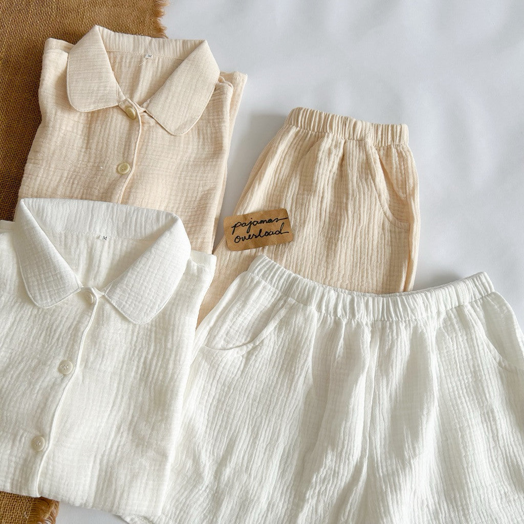 JULIANA | premium gauze shortsleeves + shorts button down set | PajamasOverload