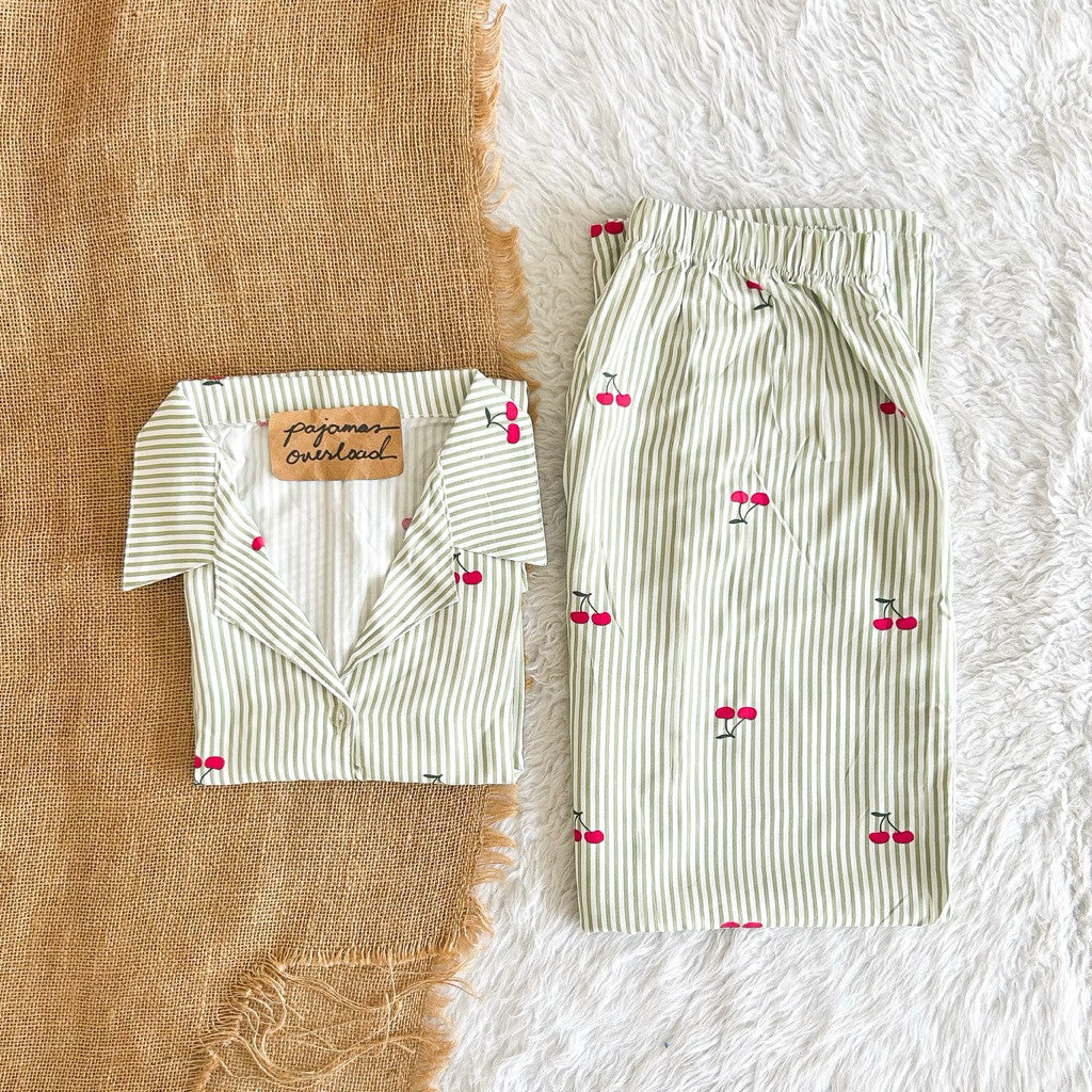 MERLIN | soft linen/Challis shortsleeves + pants sleepwear pajama set | PajamasOverload