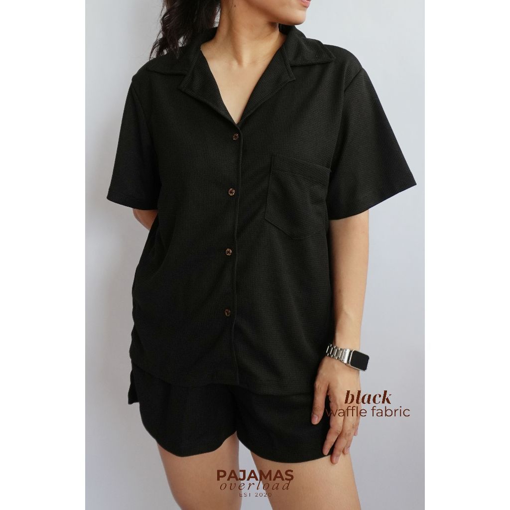 BRIA WAFFLE | waffle knit shortsleeves top + shorts loungewear set | PajamasOverload