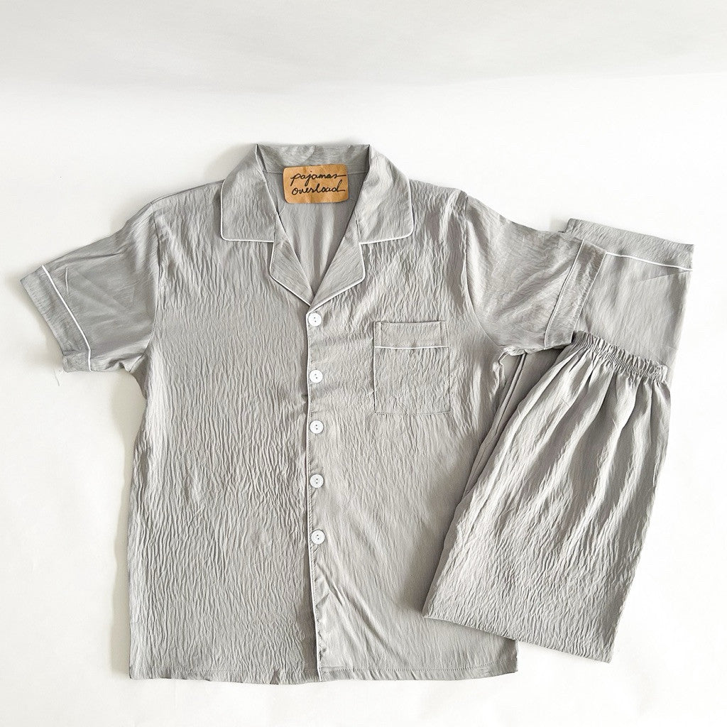 MIKE PLAIN | crumpled shortsleeves + pants sleepwear pajama set for MEN | PajamasOverload