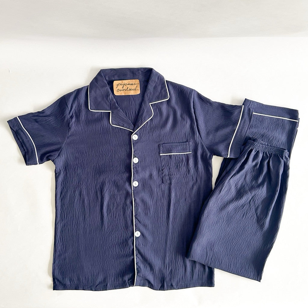 MIKE PLAIN | crumpled shortsleeves + pants sleepwear pajama set for MEN | PajamasOverload