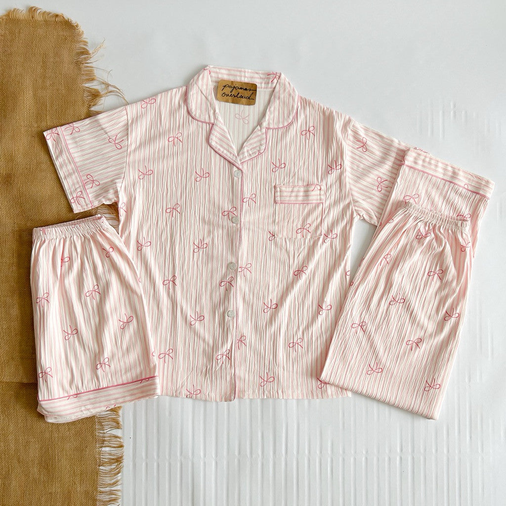 MARTINA 2 | crumpled 3in1 shortsleeves top + pants + shorts sleepwear pajama set | PjOverload