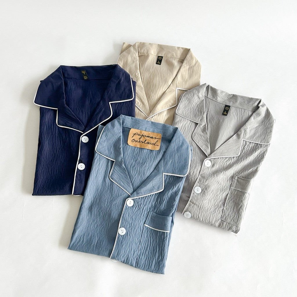 MIKE PLAIN | crumpled shortsleeves + pants sleepwear pajama set for MEN | PajamasOverload