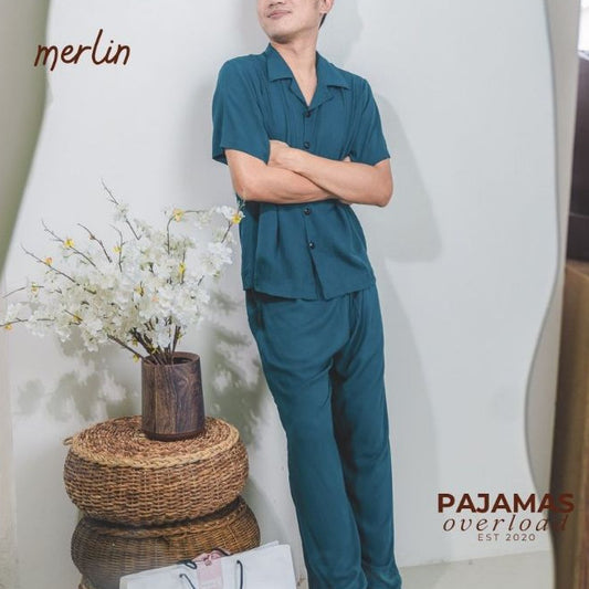 MERLIN ADULT | challis/softlinen shorts sleeves top + pants sleepwear set | PajamasOverload